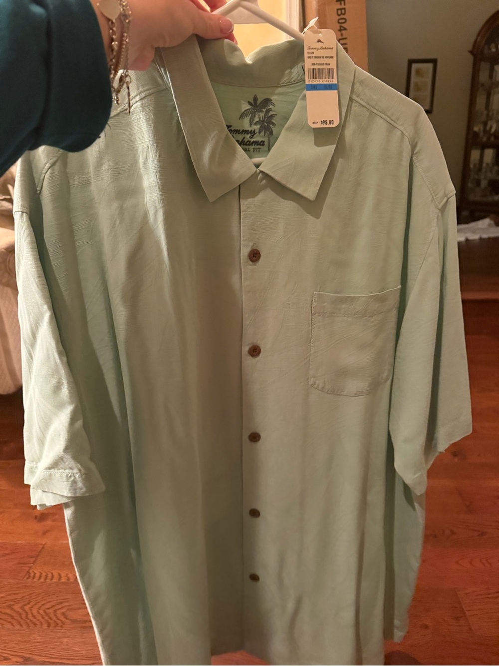 Tommy Bahama Light Mint Green Short-Sleeve Button-Down Shirt